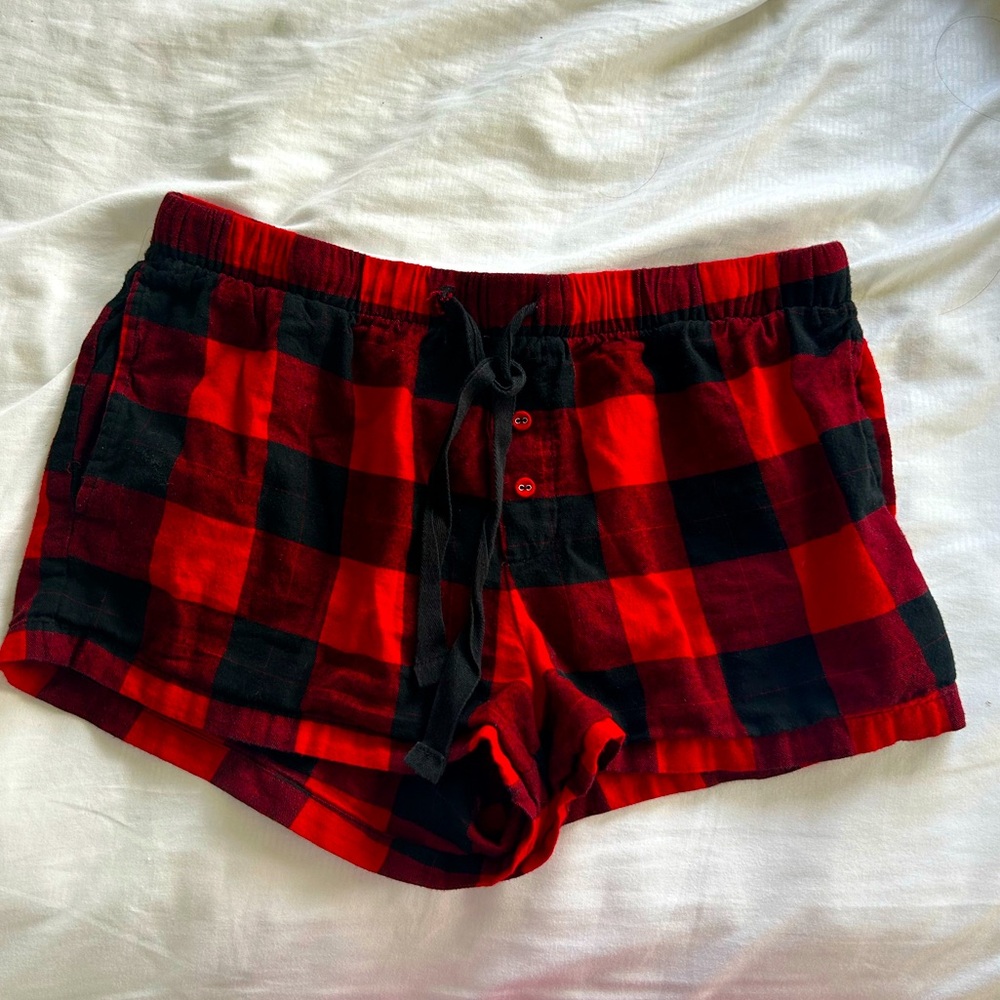 Plaid Red and Black PJ Shorts